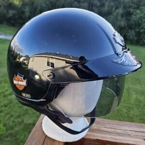 Harley Davidson Helmet XS HD-S1V 6 5/8"- 6 3/4" Black Half With Visor And Bag